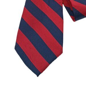 Tommy Hilfiger Silk Repp Tie Men’s XL 63.5” Red Navy Stripe Academia Classic New